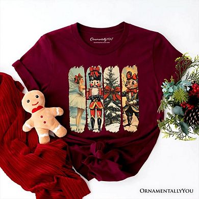 Ballet and Nutcracker Christmas T‑Shirt, Coquette Bow and Mouse Vintage Holiday Tee