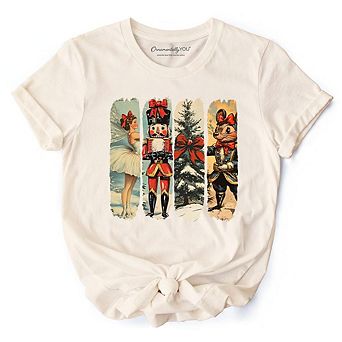 Ballet and Nutcracker Christmas T‑Shirt, Coquette Bow and Mouse Vintage Holiday Tee