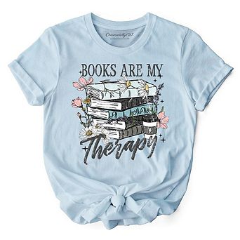 Books Are My Therapy Floral Vintage T-Shirt, Reading Aesthetic Tee for Bookworms