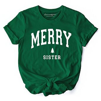 Merry Sister Retro Christmas T-Shirt, Matching Family Holiday Tee