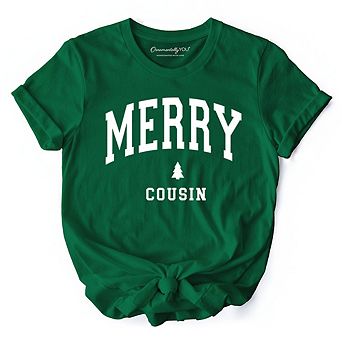 Merry Cousin Retro Christmas T-Shirt, Matching Family Holiday Tee