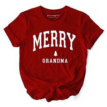 Merry Grandma Retro Christmas T-Shirt, Matching Family Holiday Tee