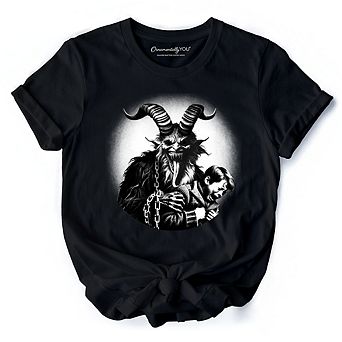 Krampus Spooky Portrait T-Shirt, Horror Villain Theme Halloween Tee