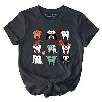 Spooky Halloween Dentist T-Shirt, Teeth Monster Tee for Dental Crew