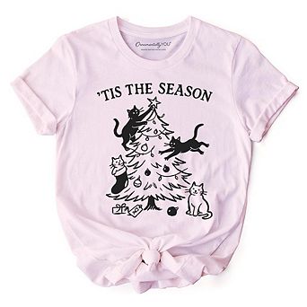 Christmas Tree Killer Cats T‑Shirt, Tis the Season Funny Holiday Tee