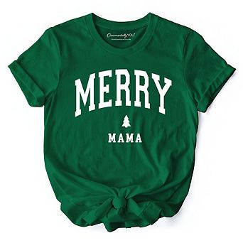 Merry Mama Retro Christmas T-Shirt, Matching Family Holiday Tee