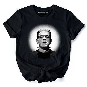 Frankenstein Spooky Portrait T-Shirt, Horror Villain Theme Halloween Tee