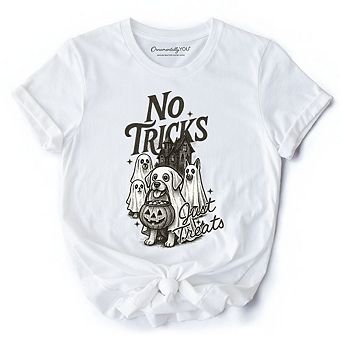 No Tricks Just Treats Dog T-Shirt, Funny Halloween Puppy Tee with Spooky Vibes