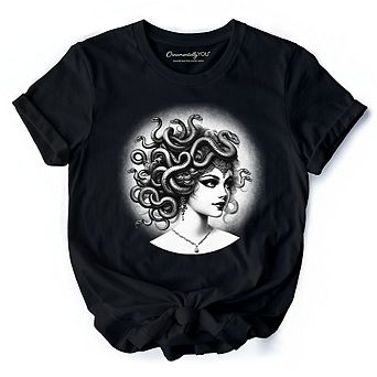 Medusa Spooky Portrait T-Shirt, Horror Villain Theme Halloween Tee
