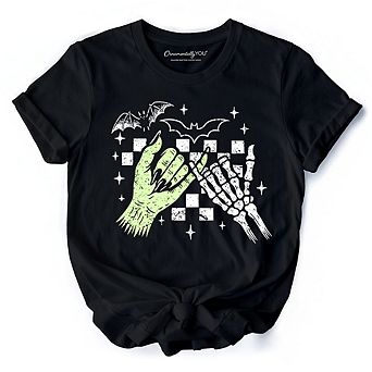 Monster Skeleton Pinky Promise T-Shirt, Funny Spooky Halloween Tee