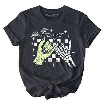 Monster Skeleton Pinky Promise T-Shirt, Funny Spooky Halloween Tee