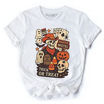 Western Halloween Skeleton T-Shirt, Haunted Motel Trick or Treat Tee