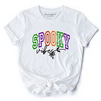 Spooky Vibes Sports Lettering T-Shirt, Colorful Halloween Tee