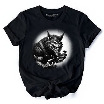 Werewolf Spooky Portrait T-Shirt, Horror Villain Theme Halloween Tee