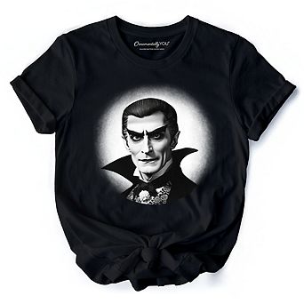 Dracula Spooky Portrait T-Shirt, Horror Villain Theme Halloween Tee