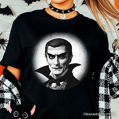 Dracula Spooky Portrait T-Shirt, Horror Villain Theme Halloween Tee