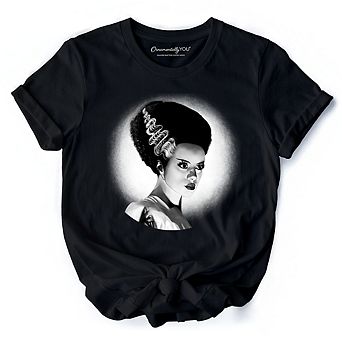 Frankenstein's Bride Spooky Portrait T-Shirt, Horror Villain Theme Halloween Tee