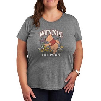 Plus Size Disney's Winnie The Pooh Smelling The Flowers Graphic Tee