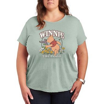 Plus Size Disney's Winnie The Pooh Smelling The Flowers Graphic Tee