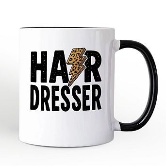 Hairdresser Leopard Lightning Mug, Retro Stylist Gift