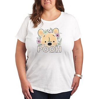 Plus Size Disney's Winnie The Pooh Floral Distressed Graphic Tee