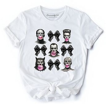 Bubblegum Classic Monster T-Shirt, Funny Coquette Bow Tee with Retro Style