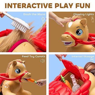 Qaba 12V Ride On Horse Toy, Battery Powered Ride on Toy with Sound