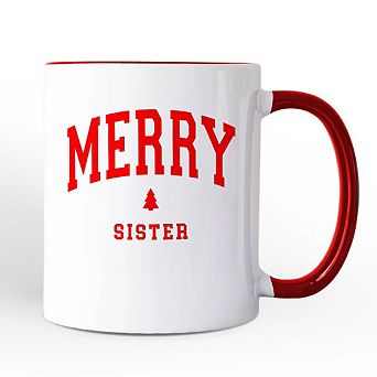 Merry Sister Retro Christmas Mug, Matching Family Holiday Gift