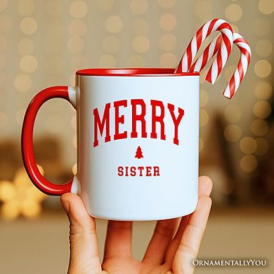 Merry Sister Retro Christmas Mug, Matching Family Holiday Gift