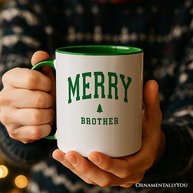 Merry Brother Retro Christmas Mug, Matching Family Holiday Gift