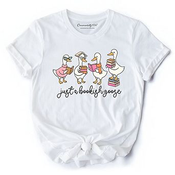 Just a Bookish Goose T-Shirt, Funny Nerdy Book Readers Tee for Bookworms