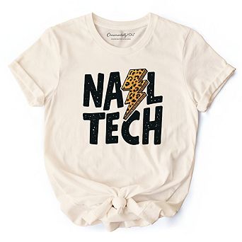 Nail Tech Leopard Lightning T-Shirt, Retro Stylist Tee