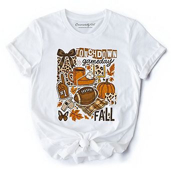 Touchdown Game Day Fall Football T-Shirt, Retro Coquette Autumn Vibes Tee