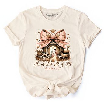 Holy Night Nativity Scene Jesus T-Shirt, The Greatest Gift of All Christian Tee
