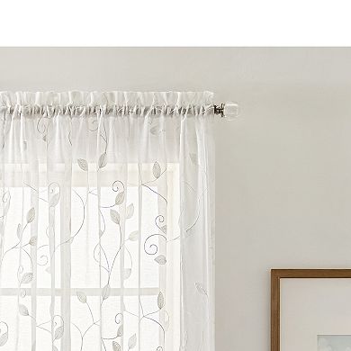 Chatham 100% Polyester Embroidered Sheer Rod Pocket Curtain Panel