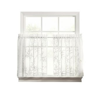 Brewster 100% Polyester Embroidered Sheer Rod Pocket Tiers