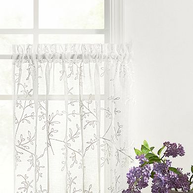 Brewster 100% Polyester Embroidered Sheer Rod Pocket Tiers