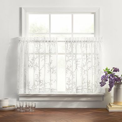 Brewster 100% Polyester Embroidered Sheer Rod Pocket Tiers