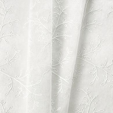 Brewster 100% Polyester Embroidered Sheer Rod Pocket Curtain Panel