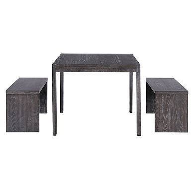 Whisen 3-Piece Farmhouse Style Simple Dining Set with 2 Benches
