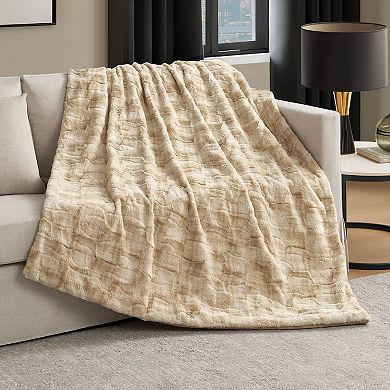 Nine West Printed Faux Fur Throw Blanket