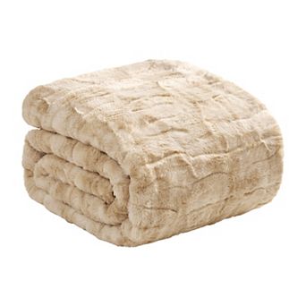 Nine West Printed Faux Fur Throw Blanket