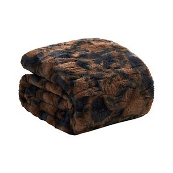 Nine West Printed Faux Fur Throw Blanket