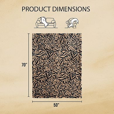 Nine West Evelyn Brushstrokes Print Faux Fur Throw Blanket