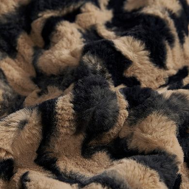 Nine West Evelyn Brushstrokes Print Faux Fur Throw Blanket