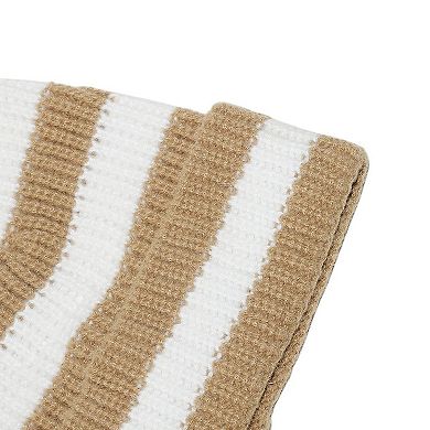 Unisex Striped Knit Beanie Hat Cuffed Warm Winter Cap