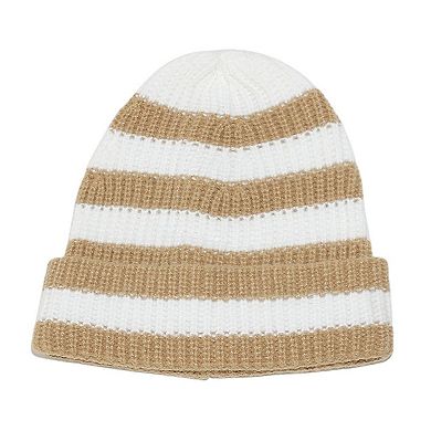 Unisex Striped Knit Beanie Hat Cuffed Warm Winter Cap