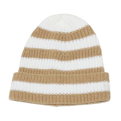 Unisex Striped Knit Beanie Hat Cuffed Warm Winter Cap display picture 2