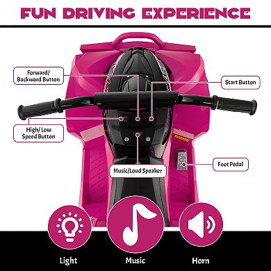 12V Kids Ride-On ATV with Adjustable Speed and Seat - Pink