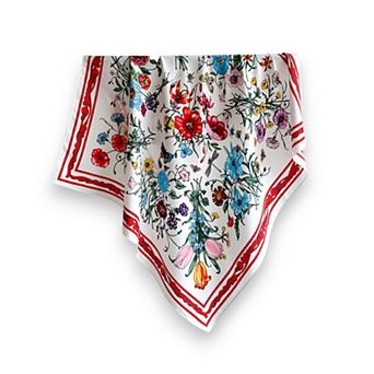 Women's Floral Print Twill Woven Square Scarf 35.4×35.4 Inches